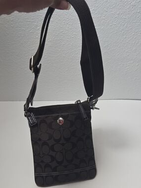 Coach Dark Brown Signature Jacquard Crossbody Bag